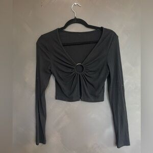 Black Long Sleeve Crop Top